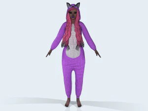 menina kigurumi gato 4 Modelo 3D