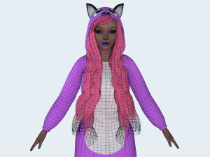 menina kigurumi gato 4 Modelo 3D