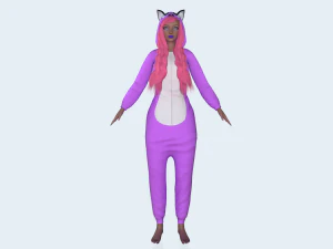menina kigurumi gato 4 Modelo 3D