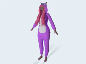 menina kigurumi gato 4 Modelo 3D