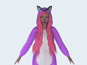 menina kigurumi gato 4 Modelo 3D
