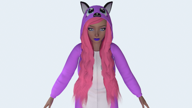 girl kigurumi cat 4 Modelo 3D .c4d .max .obj .3ds .fbx .stl .blend 