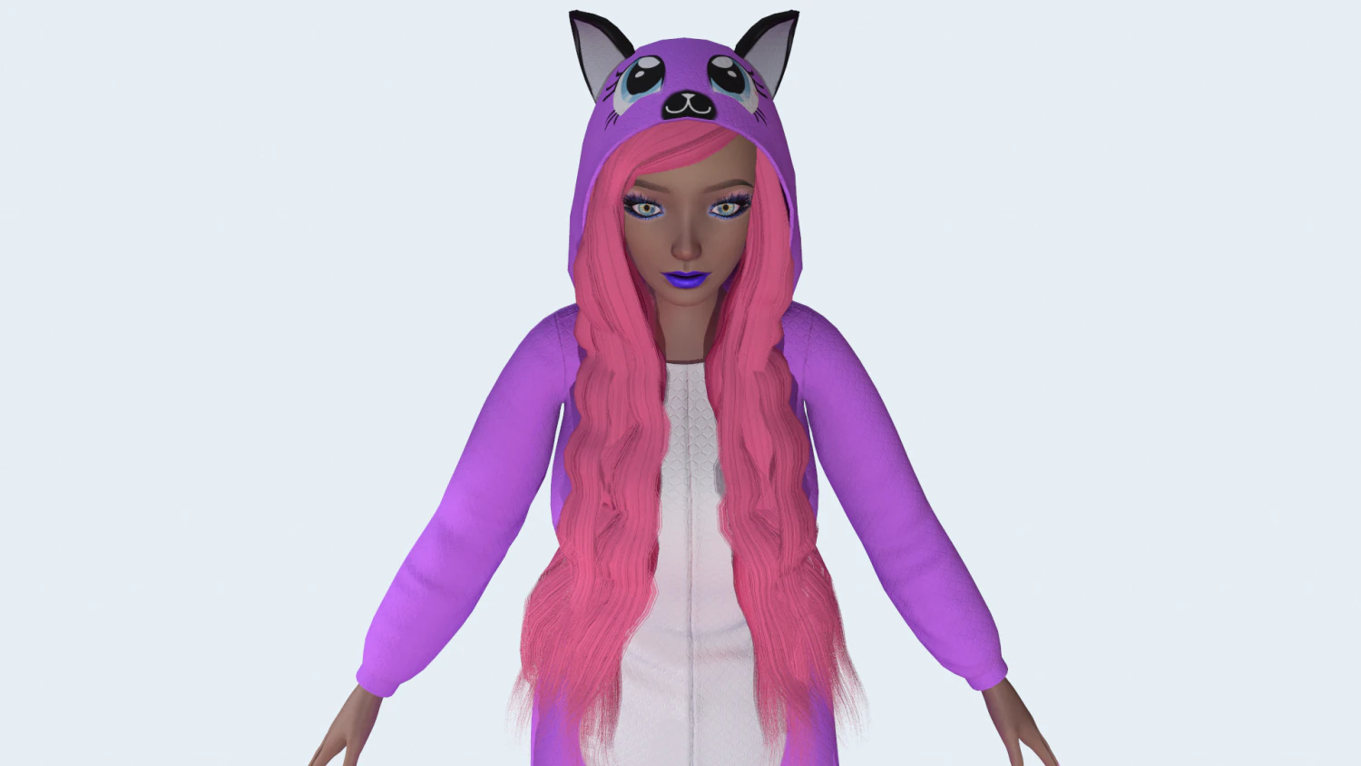 menina kigurumi gato 4 Modelo 3D .c4d .max .obj .3ds .fbx .stl .blend 
