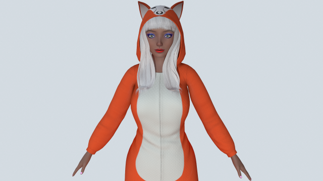 girl kigurumi fox Modelo 3D .c4d .max .obj .3ds .fbx .stl .blend 