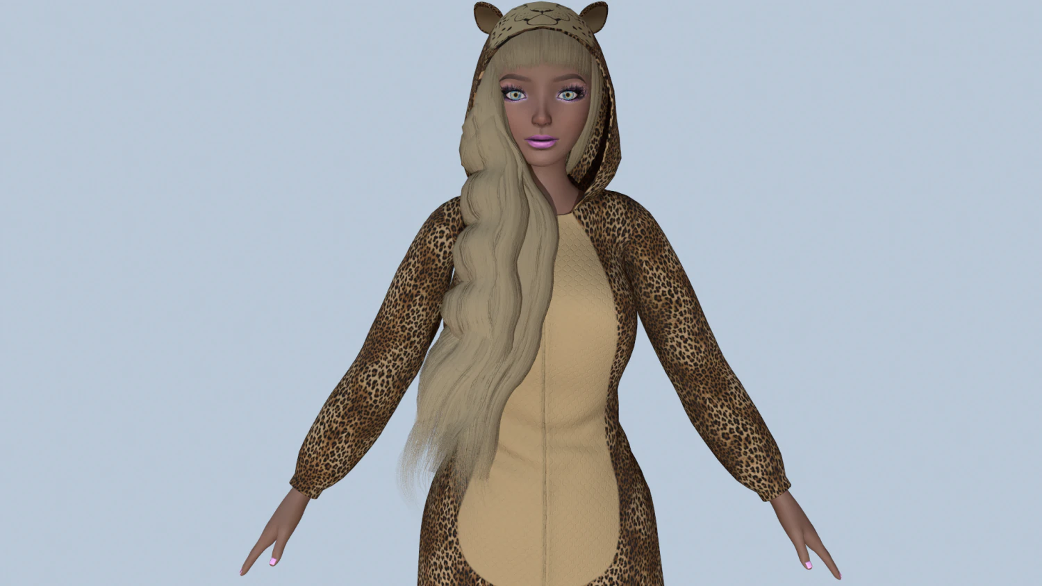 menina kigurumi leopardo Modelo 3D .c4d .max .obj .3ds .fbx .stl .blend
