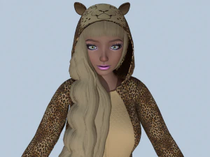 menina kigurumi leopardo Modelo 3D