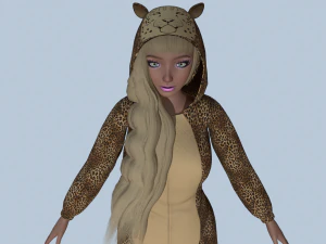 menina kigurumi leopardo Modelo 3D