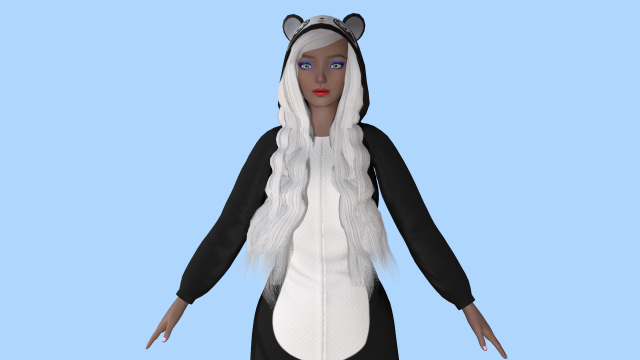 girl kigurumi panda Model 3D .c4d .max .obj .3ds .fbx .stl .blend 