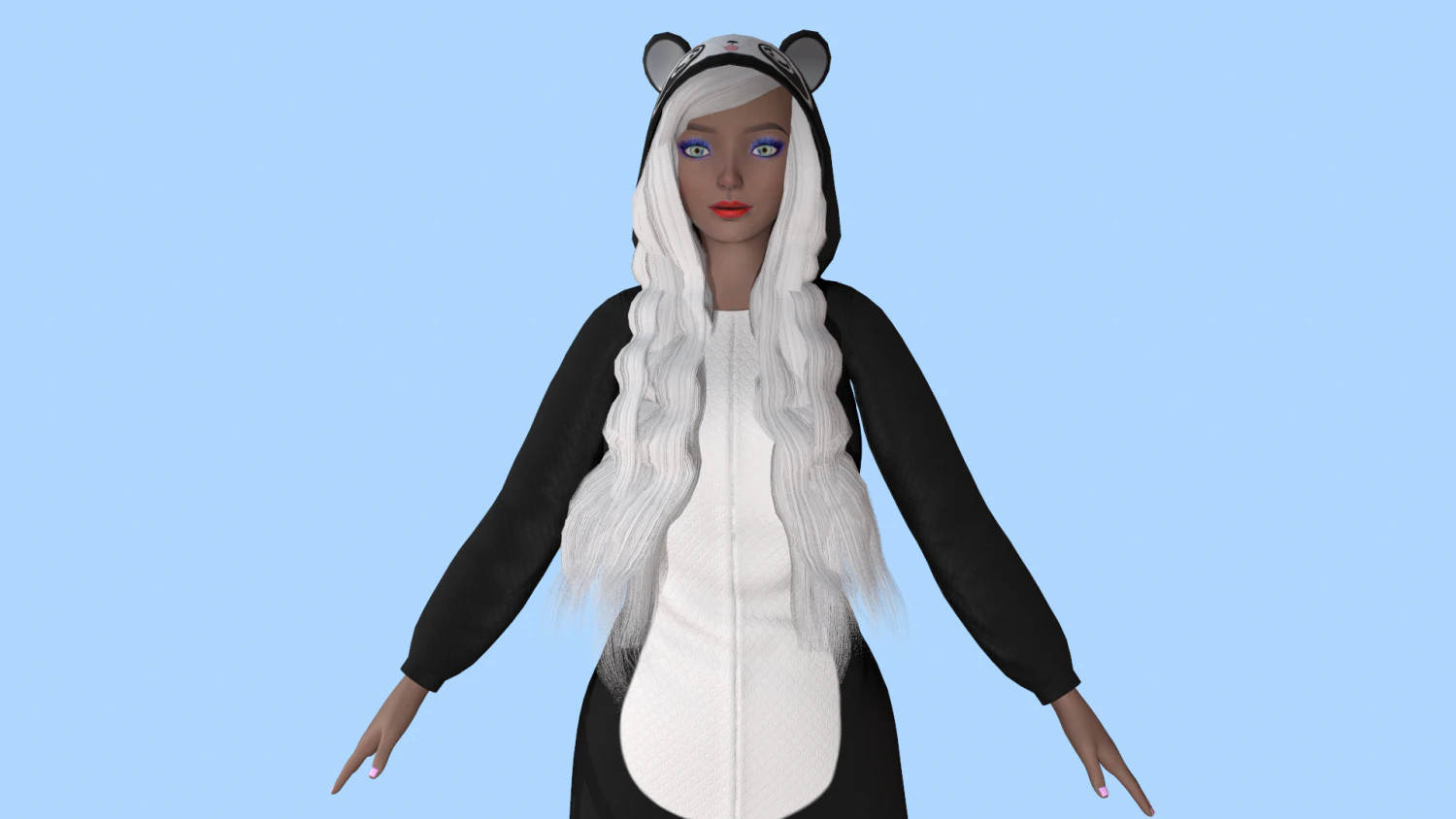 girl kigurumi panda 3D Model .c4d .max .obj .3ds .fbx .stl .blend 