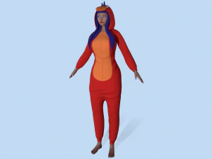 menina drag&atilde;o kigurumi 2 Modelo 3D