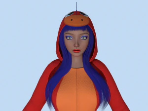 menina drag&atilde;o kigurumi 2 Modelo 3D