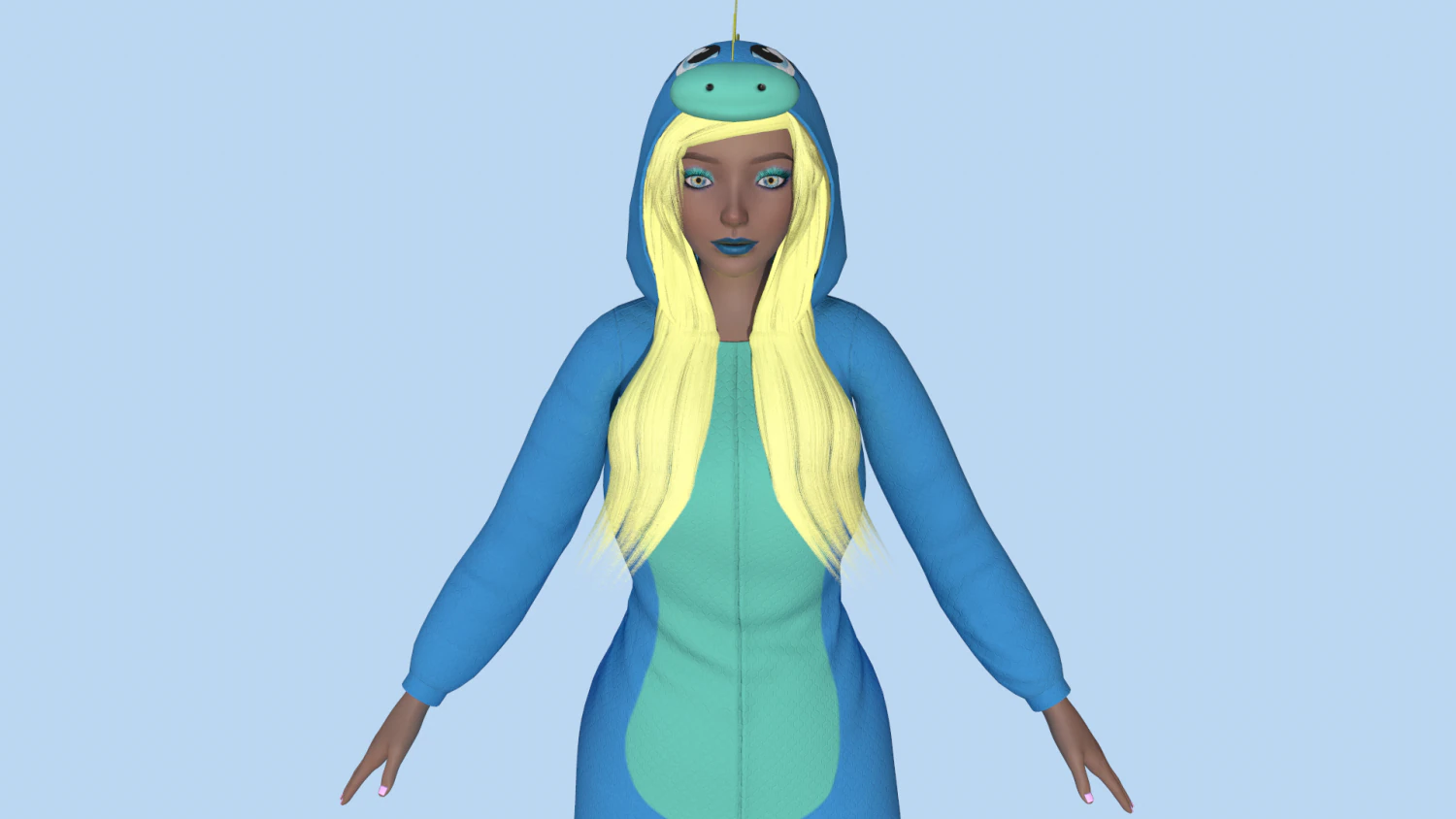 girl kigurumi dragon 3 3D Model .c4d .max .obj .3ds .fbx .stl .blend 