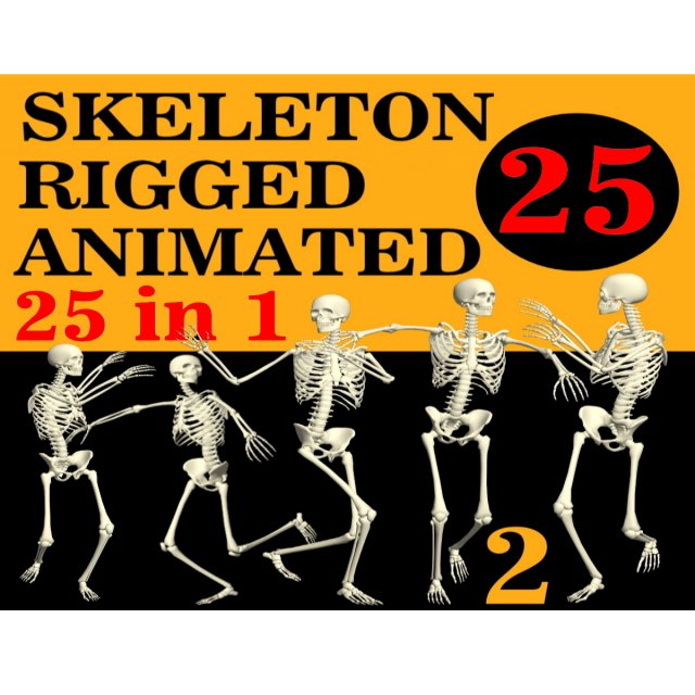 Skeleton Rigged 3D Animations Set 2 - 25 in 1 3D Model .c4d .max .obj .3ds .fbx .stl .blend 