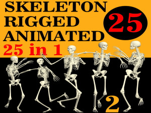 Skeleton Rigged 3D Animations Set 2 - 25 in 1 3D Model