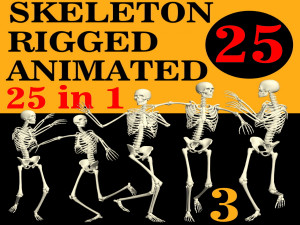 Skeleton Rigged 3D Animations Set 3 - 25 in 1 3D Model