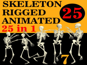 Skeleton Rigged 3D Animations Set 7 - 25 in 1 3D Model