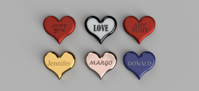 valentine day heart any fonts Modello 3D .c4d .max .obj .3ds .fbx .stl .blend 