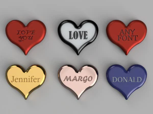 valentine day heart any fonts 3D Model