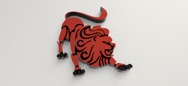 lion sign logo keychain 3Dプリントモデル .c4d .max .obj .3ds .fbx .stl .blend 