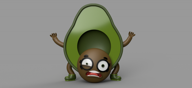 funny avocado 3D Model .c4d .max .obj .3ds .fbx .stl .blend 