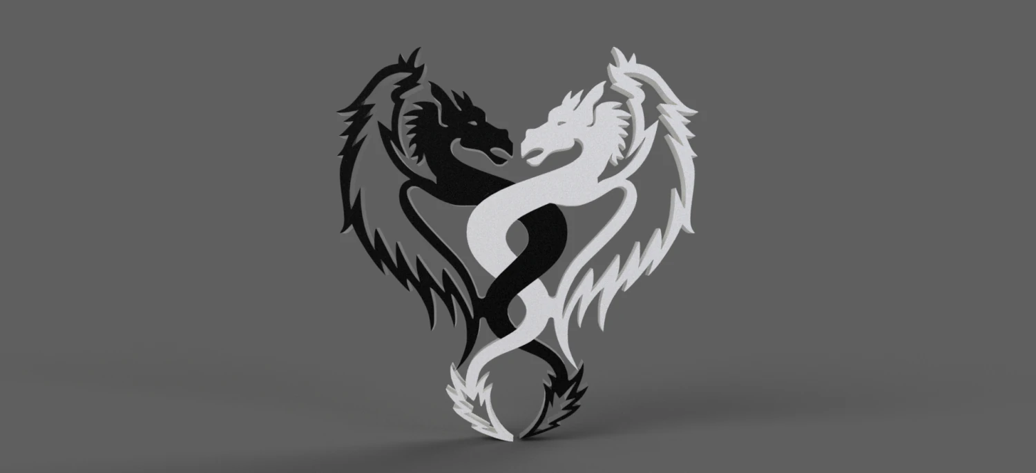 dragons yin and yang 3D Print Model .c4d .max .obj .3ds .fbx .stl .blend