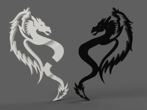 dragons yin and yang 3D Print Model