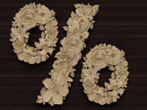 flor número símbolo por cento Modelo 3D