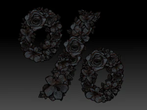 flower number symbol percent 3D Model