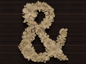 flor número símbolo e comercial Modelo 3D