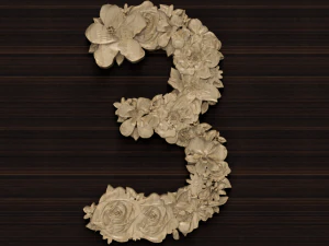 flor número 3 Modelo 3D