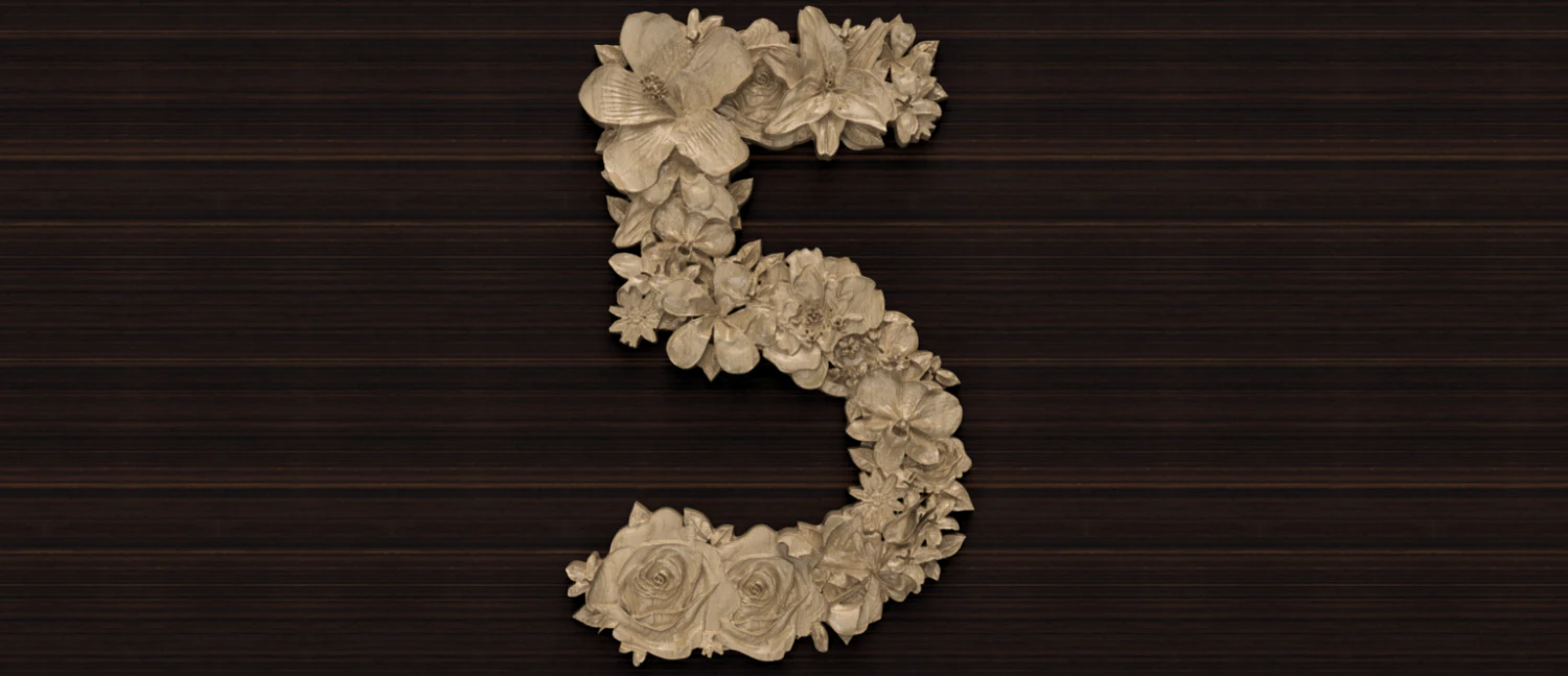 flower number 5 3D Model .c4d .max .obj .3ds .fbx .stl .blend 