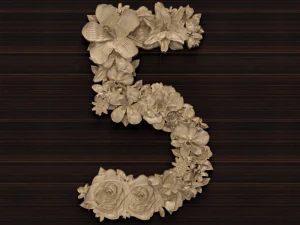 flor n&uacute;mero 5 Modelo 3D
