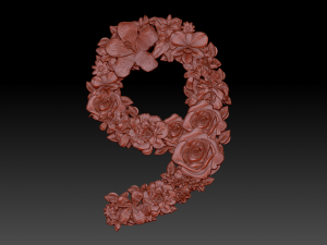 flower number 9 3D Model