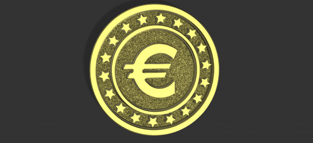euro coin pendant or keychain Modelo de Impressão 3D .c4d .max .obj .3ds .fbx .stl .blend 