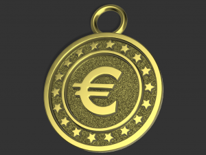 euro coin pendant or keychain Modelo de Impressão 3D