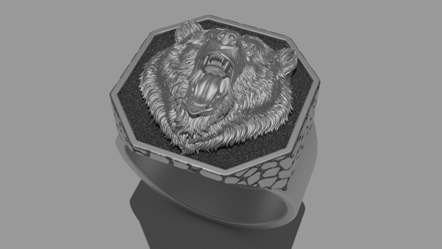 brutal bear ring 3D Print Model .c4d .max .obj .3ds .fbx .stl .blend 