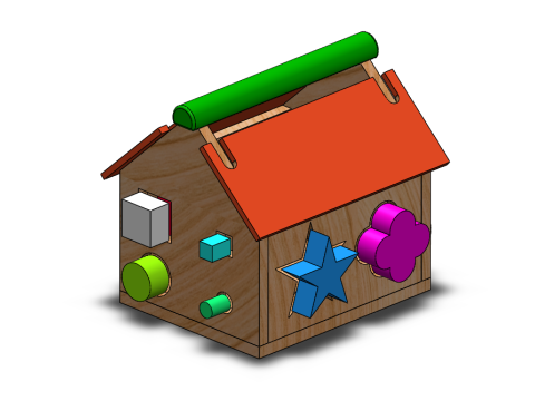 Intellectual geometric wooden house toy for your baby 3D-Druckmodell
