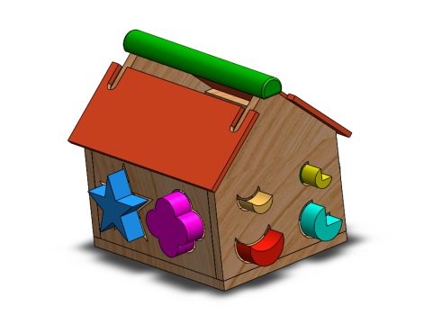 Intellectual geometric wooden house toy for your baby 3D-Druckmodell