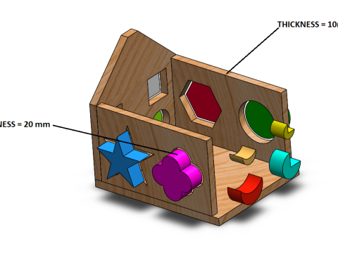 Intellectual geometric wooden house toy for your baby 3D-Druckmodell