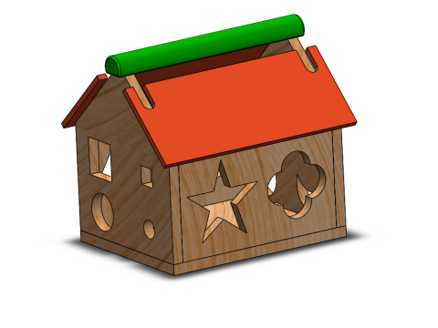 Intellectual geometric wooden house toy for your baby 3D-Druckmodell