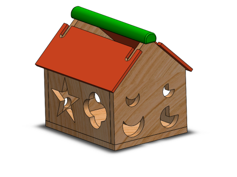 Intellectual geometric wooden house toy for your baby 3D-Druckmodell