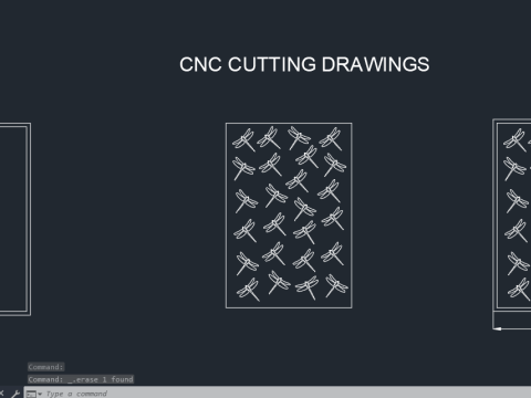 Wooden partition decorated with dragonfly patterns CNC Model Cetak 3D