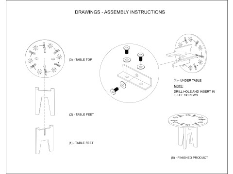 Round wooden table with dragonfly pattern 3D 打印模型