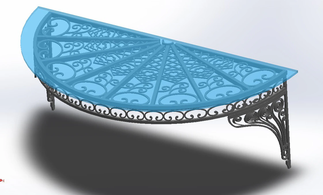 3D glass roof with iron decoration for villa 3D Print Model .c4d .max .obj .3ds .fbx .stl .blend 