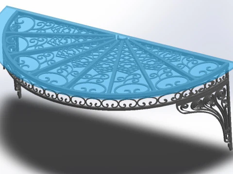 विला के लिए लोहे की सजावट के साथ 3डी कांच की छत 3D प्रिंट मॉडल