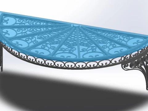 3D glass roof with iron decoration for villa 3D Print Model