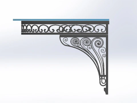 3D glass roof with iron decoration for villa 3D Print Model