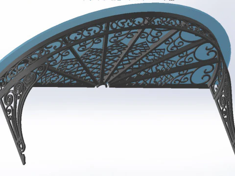 3D glass roof with iron decoration for villa 3D Print Model