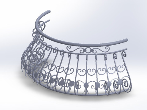 3D glass roof with iron decoration for villa 3D Print Model