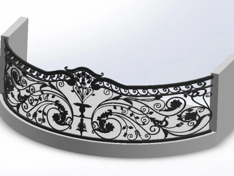 विला के लिए लोहे की सजावट के साथ 3डी कांच की छत 3D प्रिंट मॉडल